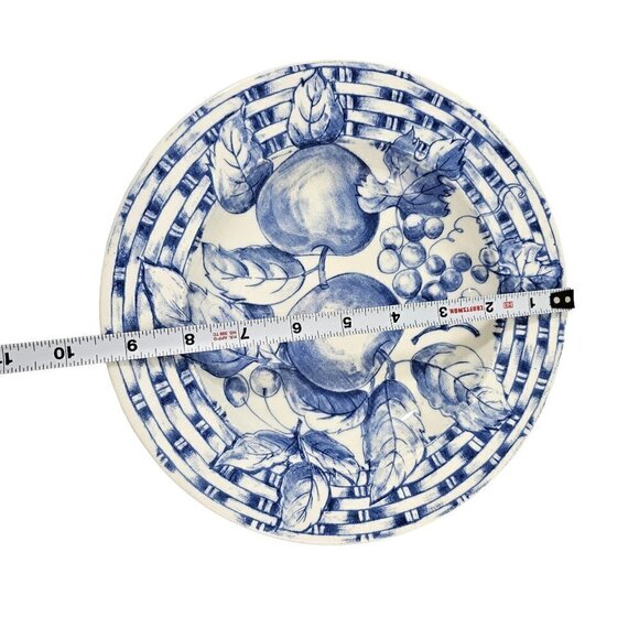 Pier 1 Imports Blue & White Fruit Basket Weave Rim Salad Pasta Bowls - Set of 3 - Picture 13 of 16